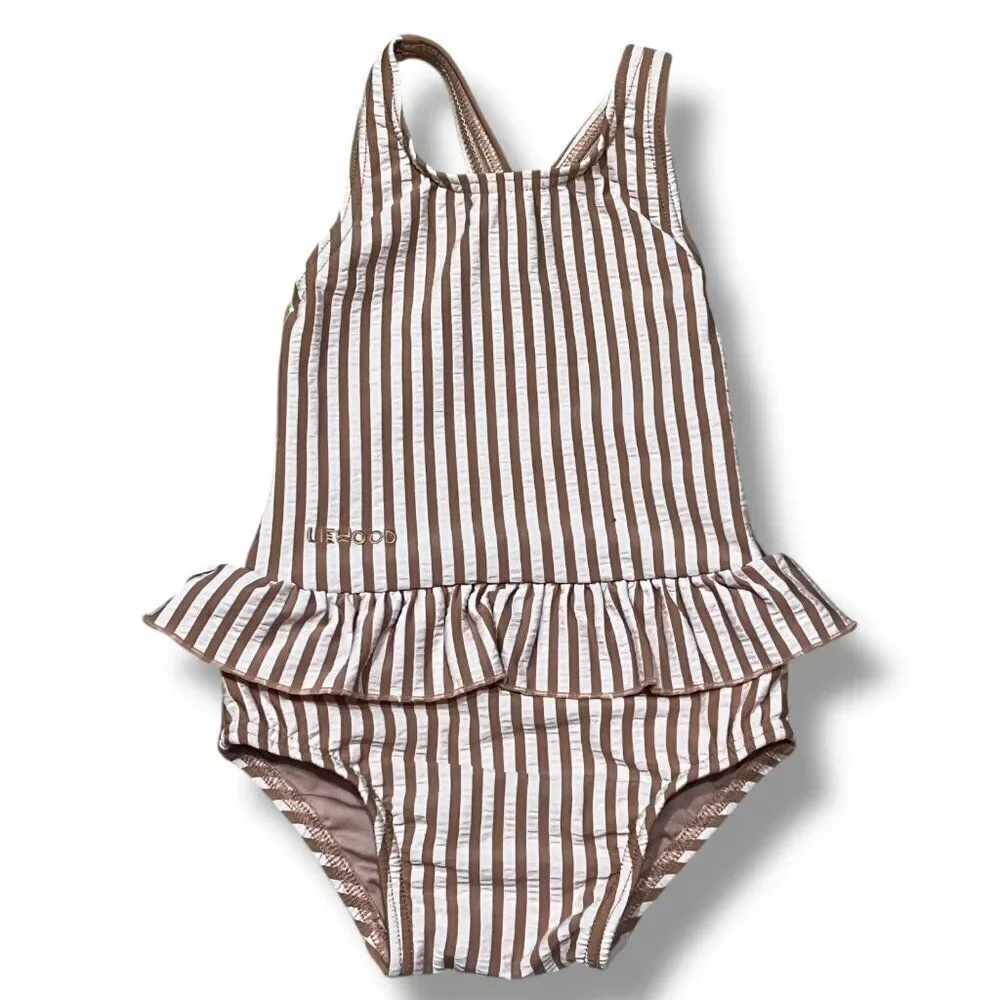Liewood Amara Seersucker Striped Ruffle Skirt Swimsuit Size 1Y - 1.5Y 80cm/86cm